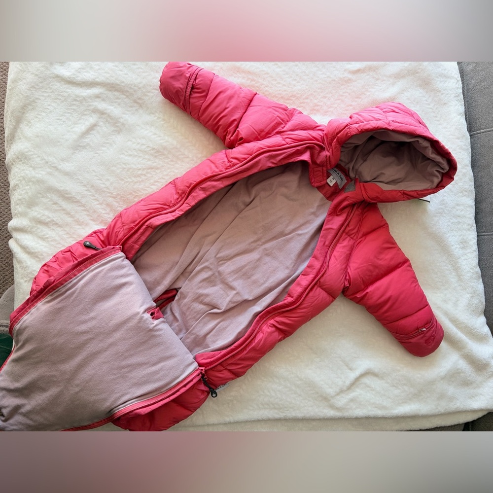Mini A Ture Vibrant Pink Hooded Puffer Snowsuit Bunting 3-6M - Picture 2 of 5